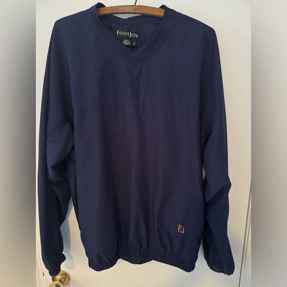 FootJoy Mens Size M Golf Pullover Windbreaker Jacket FJ Zip Hand Pockets V-Neck